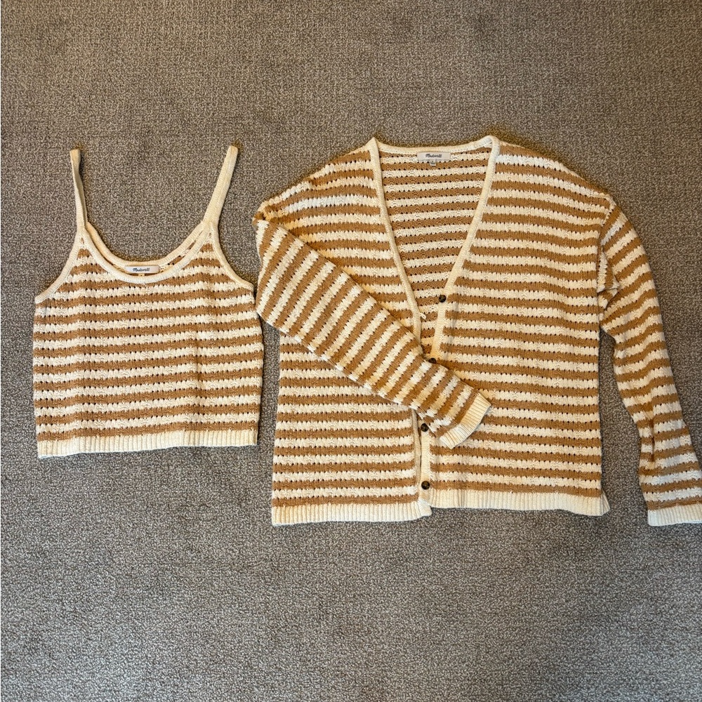 Madewell Striped Knit Cardigan and Tank Set